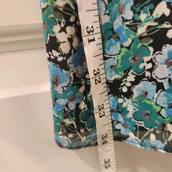 Zara Size M Blue Floral Mini Dress Deep V Neck Long Sleeve #M615 - Picture 4 of 5